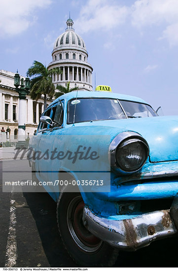 Vintage Car as Taxi Outside El Capitolio Havana Cuba