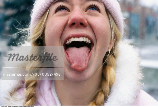 woman snow fun snow happy snowflake snowflake tongue teen tongue teenage