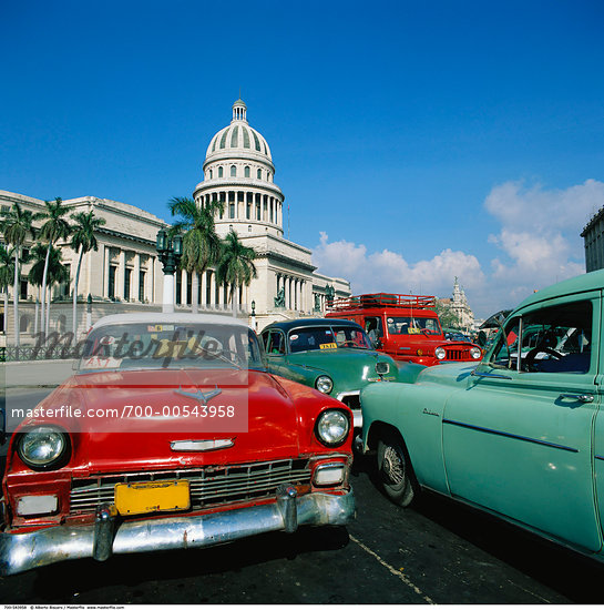 Cars in Parking Lot Outside of National Capitol Havana Cuba