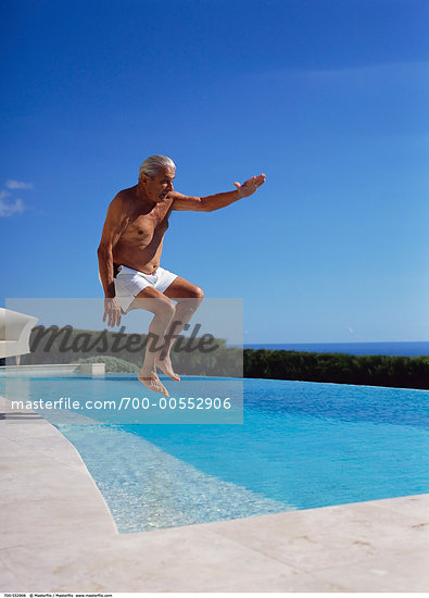 jumping into pool