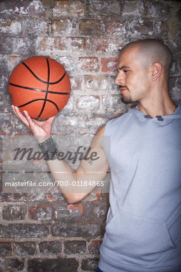 basketball caucasian man and profile game male only tattoo man ball man with