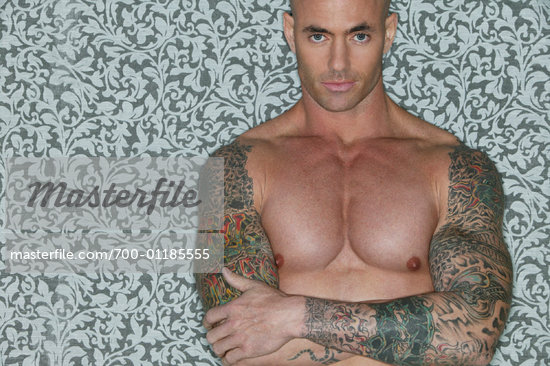 Portrait of Man with Tattoos Stock Photo RightsManaged Artist David 