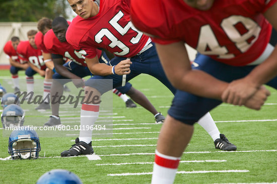 Football Team Stretching