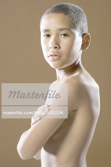 black boy serious preteen shirtless