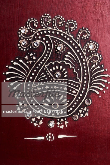 Closeup of a design on a wedding invitation card