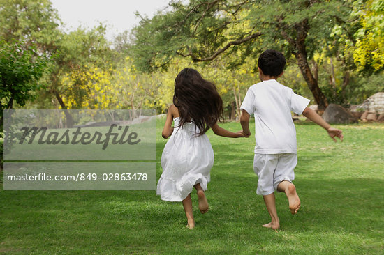 children running away