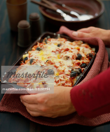 Vegetable pasta bake Stock Photo - Rights-Managed,