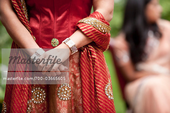 CloseUp of Hindu Bride Wearing Traditional Gown