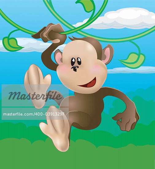 monkey swinging cartoon