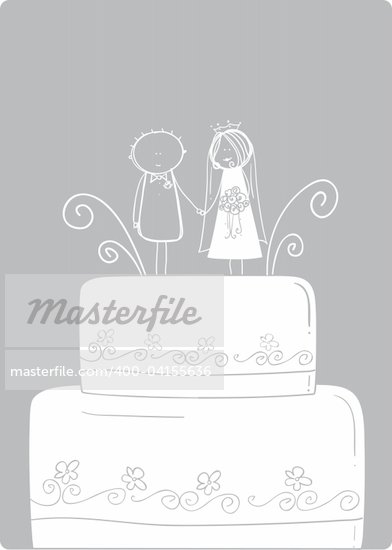 Bride and Groom Wedding cake topper vector