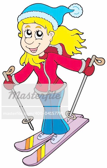 Cartoon Skiing Girl