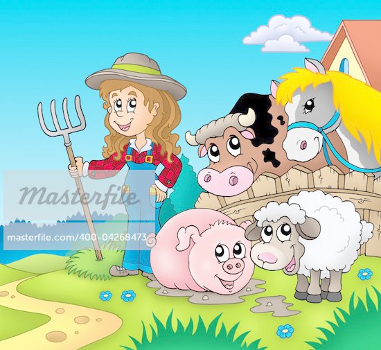 cartoon female farmer