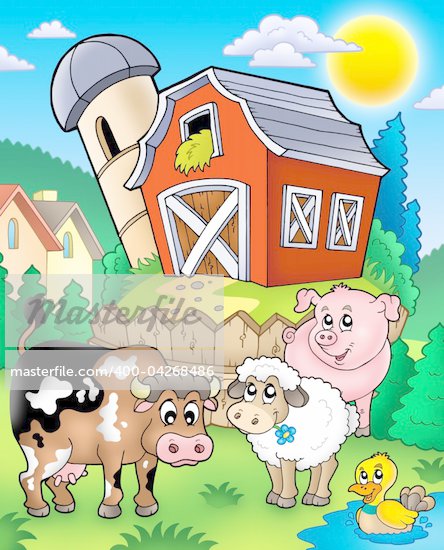 cartoon barn house