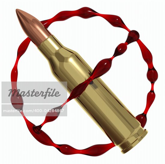 Anti war symbol created of bullet and blood. Against killing icon. 3d render Stock Photo - Royalty-Free, Artist: Sylverarts                    , Code: 400-04284867