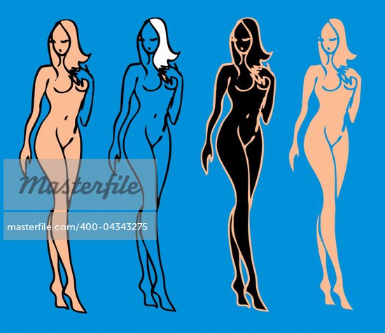 beautiful nude woman silhouettes vector sketch emblems