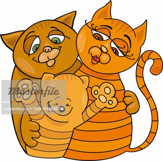 Cat Family Cartoon