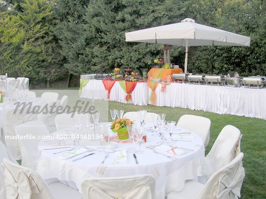 wedding receptions catering setup wedding tables banquet setup Stock 