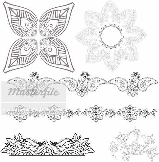 beautiful hand drawn vector pattern design good for textile jewelery henna
