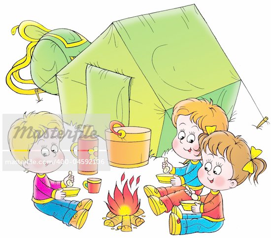 Cartoon Girls Camping
