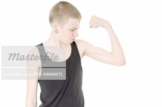 funny skinny teen shows biceps Stock Photo Crestock RoyaltyFree 