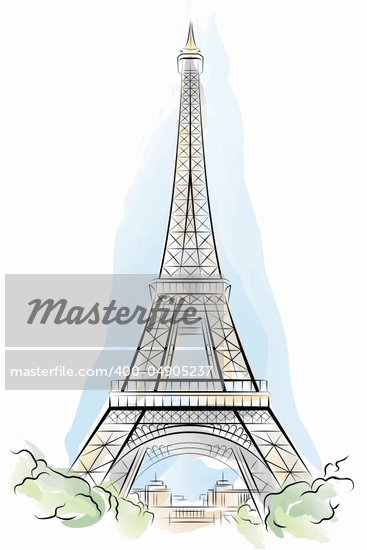 Drawing color Eiffel Tower in