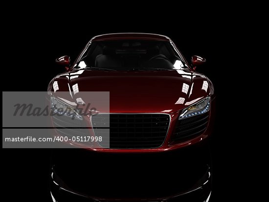 Red modern car isolated on black background isolated on black background