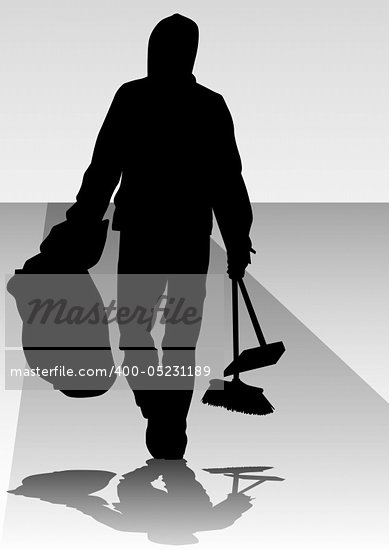 A Person Sweeping