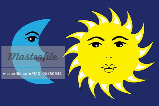 Vector illustration of sun and moon Stock Photo Crestock RoyaltyFree 