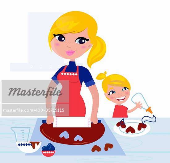 Cartoon Girl Baking