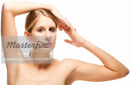 woman holding head