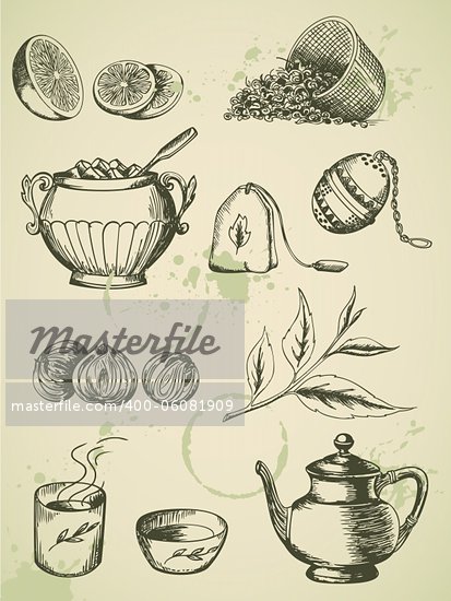 tea set drawing