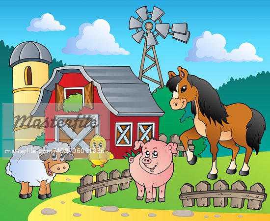 cartoon barn scene