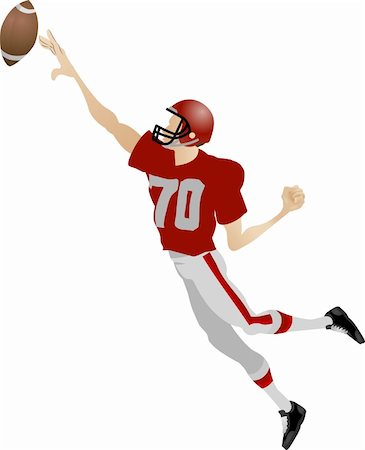 simsearch:400-04264730,k - An illustration of an American footballer jumping to try and catch a ball Foto de stock - Super Valor sin royalties y Suscripción, Código: 400-04004380