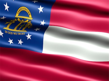 simsearch:400-04145172,k - Computer generated illustration of the flag of the state of Georgia with silky appearance and waves Stock Photo - Budget Royalty-Free & Subscription, Code: 400-04005425