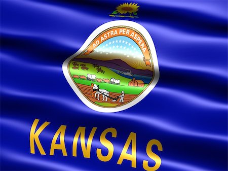 simsearch:400-04145172,k - Computer generated illustration of the flag of the state of Kansas with silky appearance and waves Stock Photo - Budget Royalty-Free & Subscription, Code: 400-04005428