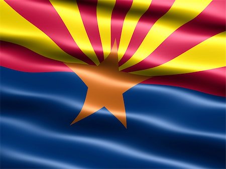 simsearch:400-04145172,k - Computer generated illustration of the flag of the state of Arizona with silky appearance and waves Stock Photo - Budget Royalty-Free & Subscription, Code: 400-04005421