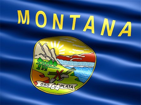 simsearch:400-04145172,k - Computer generated illustration of the flag of the state of Montana with silky appearance and waves Stock Photo - Budget Royalty-Free & Subscription, Code: 400-04005432