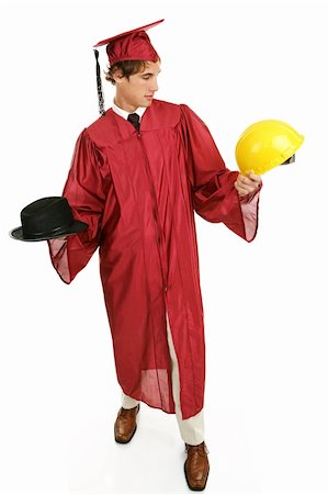 simsearch:400-04505681,k - Graduate choosing between a business career or building trade.  Full body isolated on white. Stock Photo - Budget Royalty-Free & Subscription, Code: 400-04008167