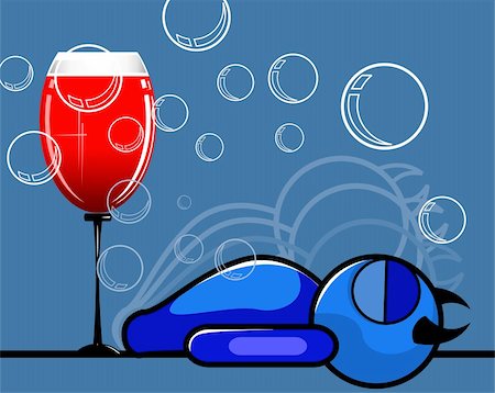 dreaming bubble cartoon - Illustration of a vampire sleeping near his drink Stock Photo - Budget Royalty-Free & Subscription, Code: 400-04008256