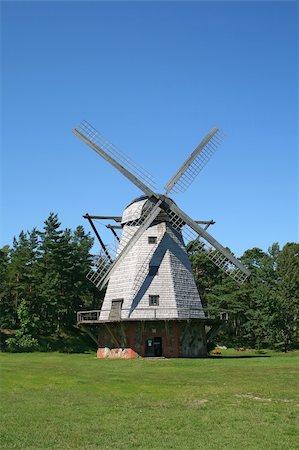 simsearch:400-05319608,k - Front view of a typical windmill. Latvia. Stock Photo - Budget Royalty-Free & Subscription, Code: 400-04000894