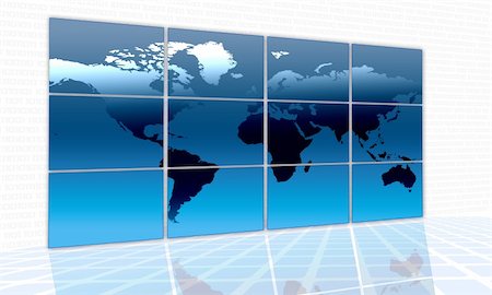 World map on a huge blue screen Stock Photo - Budget Royalty-Free & Subscription, Code: 400-04001039
