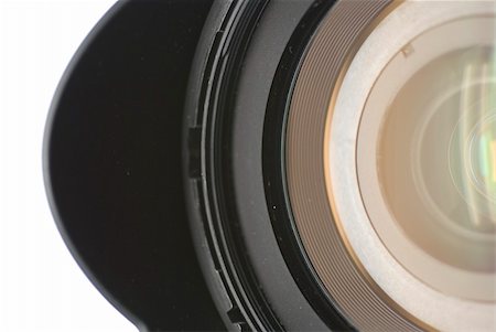 simsearch:400-04294580,k - Zoom camera lens reflected on the white background Stock Photo - Budget Royalty-Free & Subscription, Code: 400-04001751