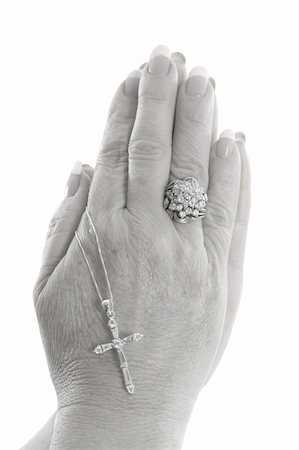 simsearch:400-05890930,k - praying hands with cross black & white Stock Photo - Budget Royalty-Free & Subscription, Code: 400-04003734
