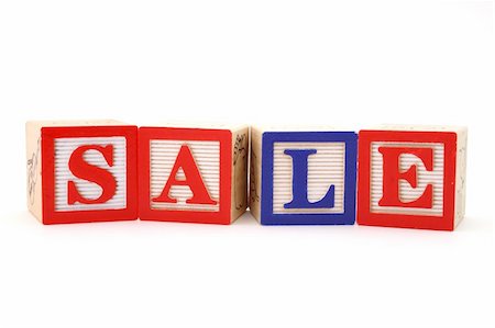 simsearch:600-02346205,k - alphabet wood blocks forming the word sale on a white surface Stock Photo - Budget Royalty-Free & Subscription, Code: 400-04014575