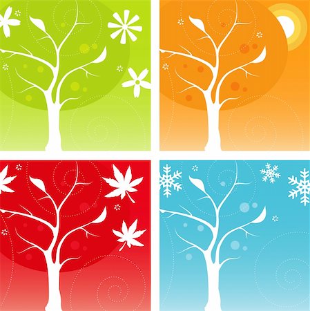 earth with christmas tree - Stylized Four Seasons Icon Set, easy-edit vector file Stock Photo - Budget Royalty-Free & Subscription, Code: 400-04014700