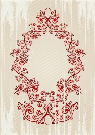 simsearch:400-05077687,k - Red and beige vector illustration of an abstract floral frame Stock Photo - Budget Royalty-Free & Subscription, Code: 400-04014942