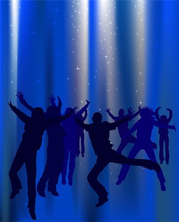 simsearch:400-04222943,k - people dancing; silhouette style illustration with fairy background Photographie de stock - Aubaine LD & Abonnement, Code: 400-04015195