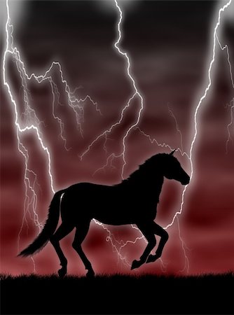 Black horse silhouette running in the storm Stock Photo - Budget Royalty-Free & Subscription, Code: 400-04017217