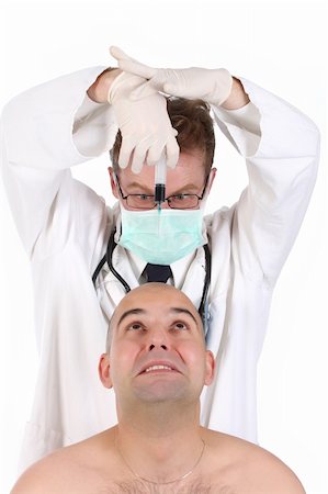 stethoscope funny - details aggressive doctor injecting a funk patient Stock Photo - Budget Royalty-Free & Subscription, Code: 400-04018314