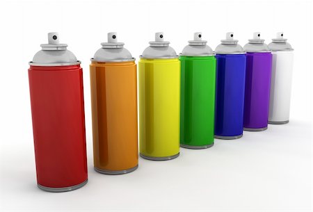 3D render of spray cans Stock Photo - Budget Royalty-Free & Subscription, Code: 400-04018697